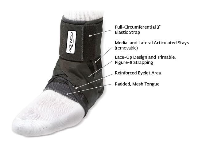 DonJoy Stabilizing Pro Ankle Support Brace - For Acute Sprains, Chronic Ankle Sprains, Injury Prevention - White, Large