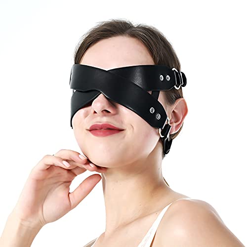 MFMYEE Sexy Blindfold Mask,Adjustable PU Leather Eye Mask,Girl Cosplay Masquerade Sexy Lingerie Women Body Erotic Halloween Carnival Party Masks