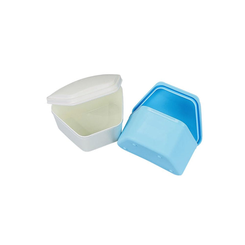 [Australia] - 2PCS Trapezoid Retainer Case, Convenient Mouth Guard Cases, Multicolored Denture Bath Box for Aligner, Retainers, Mouth Guard, Night Guard, Travel Cleaning 2pcs White 