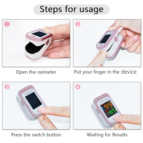 [Australia] - Pulse Oximeter Fingertip, Oxygen Meter Finger Pulse Oximeter, Oximeter Finger with Pulse, Blood Oxygen Saturation Monitor, Large LED Display Oximetry with Lanyard (Rose Gold) 