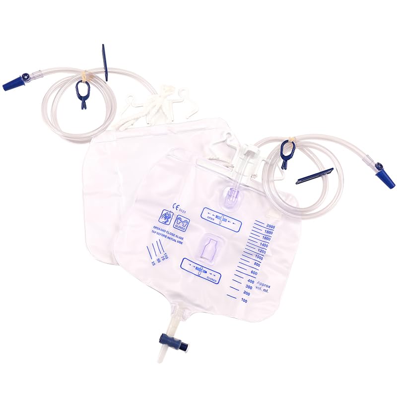[Australia] - 5 packs Urinary Drainage Bag with Anti-Reflux Chamber, adult Urine Bag with 2000 mL Volume, Professional Urinary Bag for Home and Hospitals Health Aids 5 