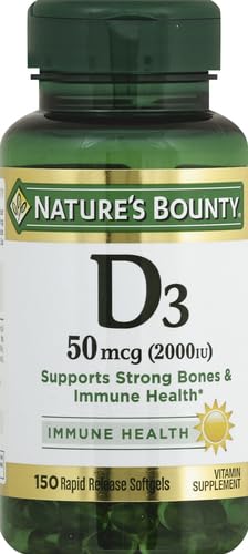 Nature's Bounty, D 2000 Iu Softgels, 150 Count Unflavored 150 Count (Pack of 1)