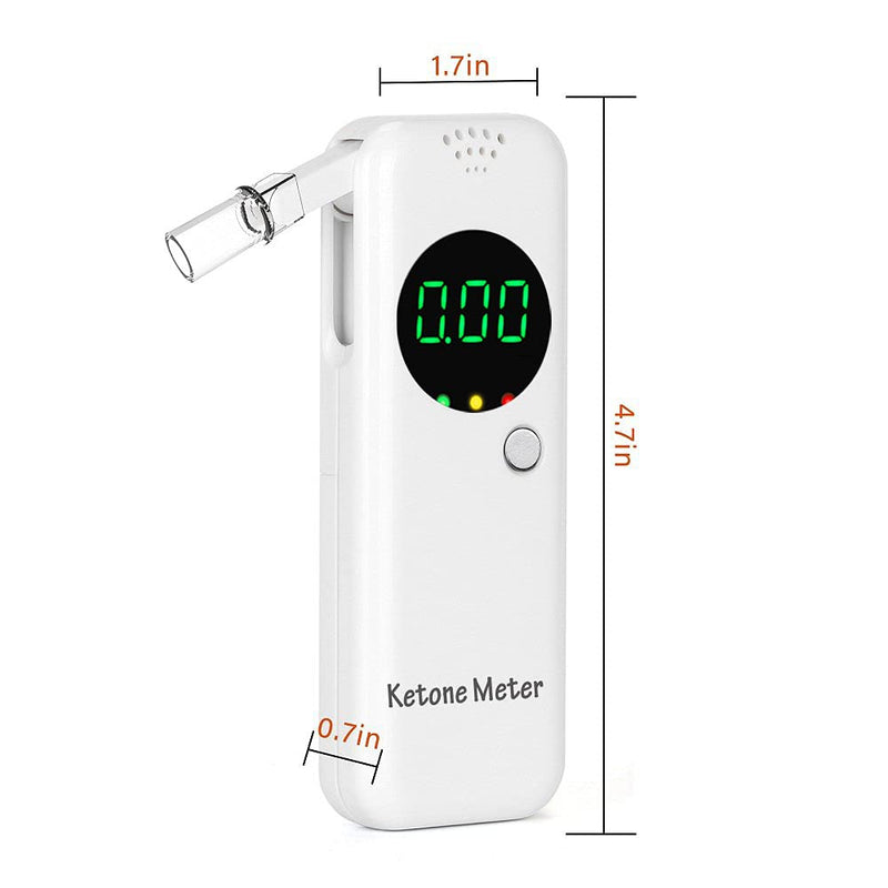 [Australia] - Portable Ketone Breath Meter Ketone Breath Analyzer Digital Ketosis Breath Tester for Accurate Ketosis Tracking - Includes 10 Reusable Mouthpieces White 