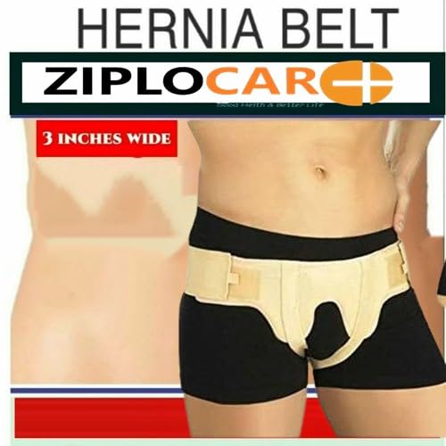 Hernia Belt for Men Post Surgery| Single Inguinal Hernia Pain Relief |Truss Support Brace with 2 Removable Compression Pads (Beige, Large) Beige