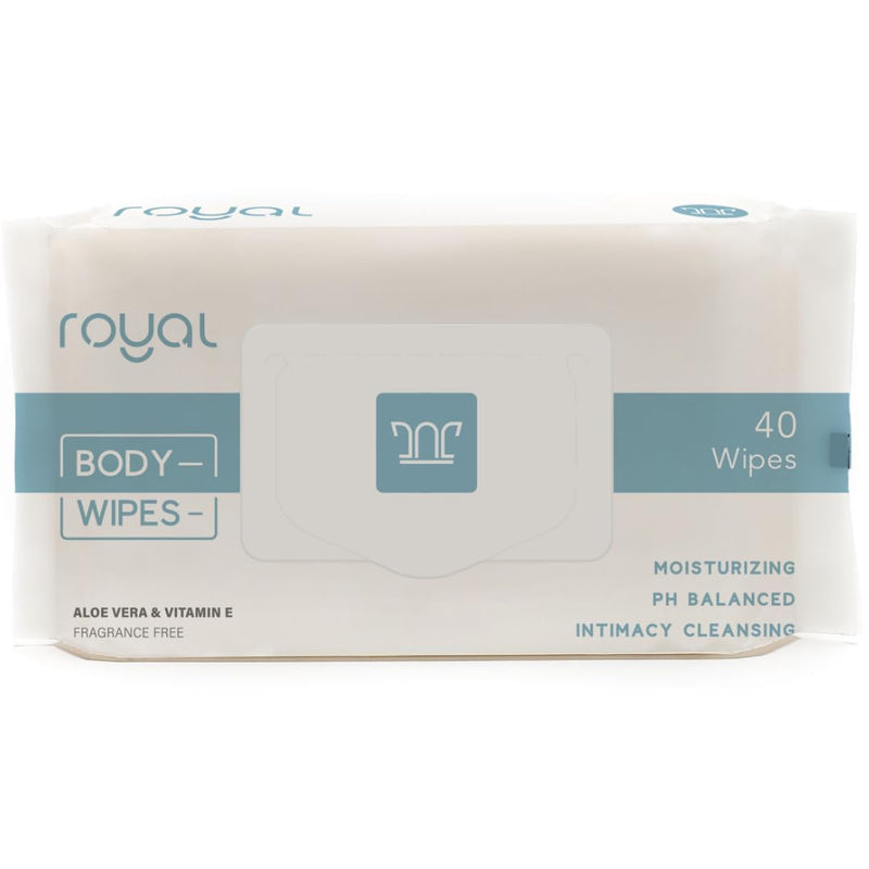 Royal Intimate Cleansing Feminine Wipes for Vaginal Hygiene, Personal Cleansing, Period Care, Sensitive Skin & Odor Removal - Unscented, pH Balanced, Flushable - Women, Men, Adult Safe - 40 Count