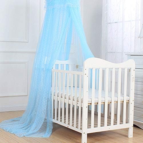 [Australia] - Baby Infant Toddler Bed Dome Cots Mosquito Netting Hanging Bed Net Mosquito Bar Frame Palace-Style Crib Bedding Set (Blue Mosquito Netting Only, Without Stand) Blue 