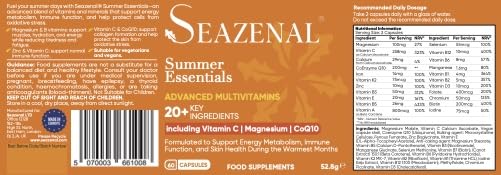 Summer Essentials | Advanced Vegan Multivitamin with Magnesium, Vitamin C, CoQ10, Zinc, B-Vitamins, Biotin & More | 60 Capsules (30 Servings)