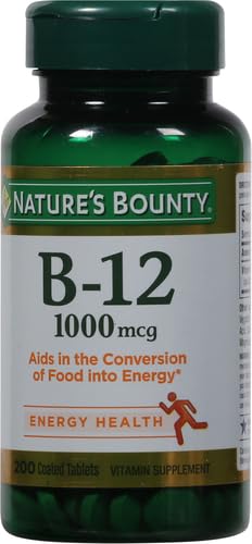 Nature's Bounty Vitamin B12 1000 mcg Supplements, Supports Energy Metabolism, 200 Ct (Pack of 2) 200 Count (Pack of 2)