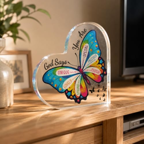 Christian Gifts for Women Acrylic Heart Plaque, Inspirational Scripture