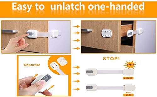 [Australia] - 6 Pack Vmaisi Multi-Use Adhesive Straps Locks - Childproofing Baby Proofing Cabinet Latches for Drawers, Fridge, Dishwasher, Toilet Seat, Cupboard, Oven,Trash Can, No Drilling (White) (6) 6 