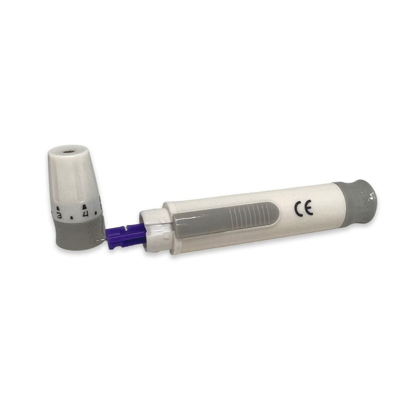 [Australia] - One Step Lancing Device & 100 x 30 Gauge Twist Top Lancets, Blood Sampling Pen, 5 Depth Settings, Diabetic Sugar Level Testing, Less Pain and Ejector 