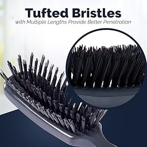 Stanley Commander for Her Hairbrush – Detangling Brush for Wet or Dry Hair – Nylon Bristles Reduce Frizz – Scalp Massager Hair Brush for Thick, Thin, Curly, Straight Hair (Black) Black