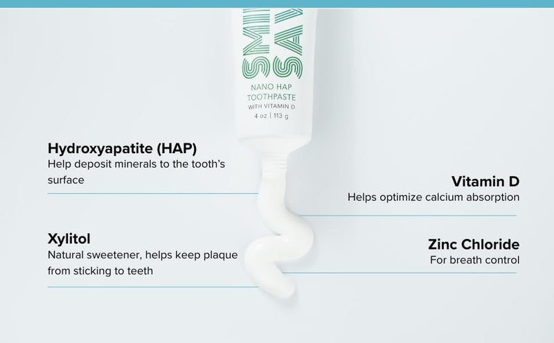 Smile Saver Hydroxyapatite (HAP) & Vitamin D Fluoride-Free Concentrated Toothpaste with Xylitol; Helps Deposit Minerals to Tooth Surface - 4 fl oz (2-Pack) 4 Fl Oz (Pack of 2)