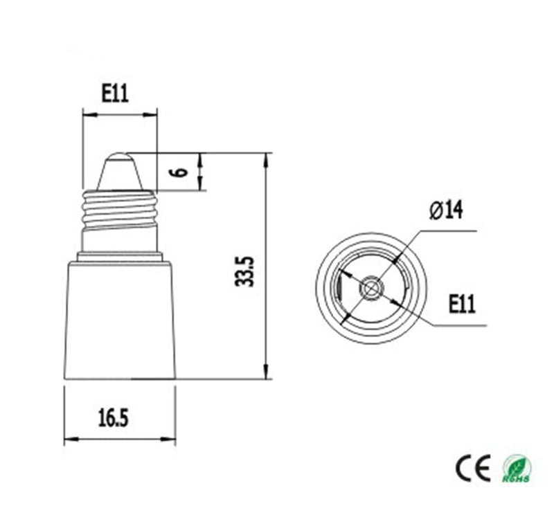 [Australia] - 10pcs E-Simpo E11 to E11 mini candelabra light socket base e11 led lamp holder adapter extender converter extension(10pcs E11 to E11 Extender) 