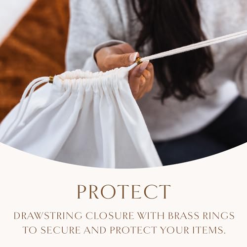 Luxury Organic Cotton Dust Bags For Handbags - 6 Pack (Med-Large) - Handbag, Purse and Shoe Bags for Storage - Certified Carbon Neutral