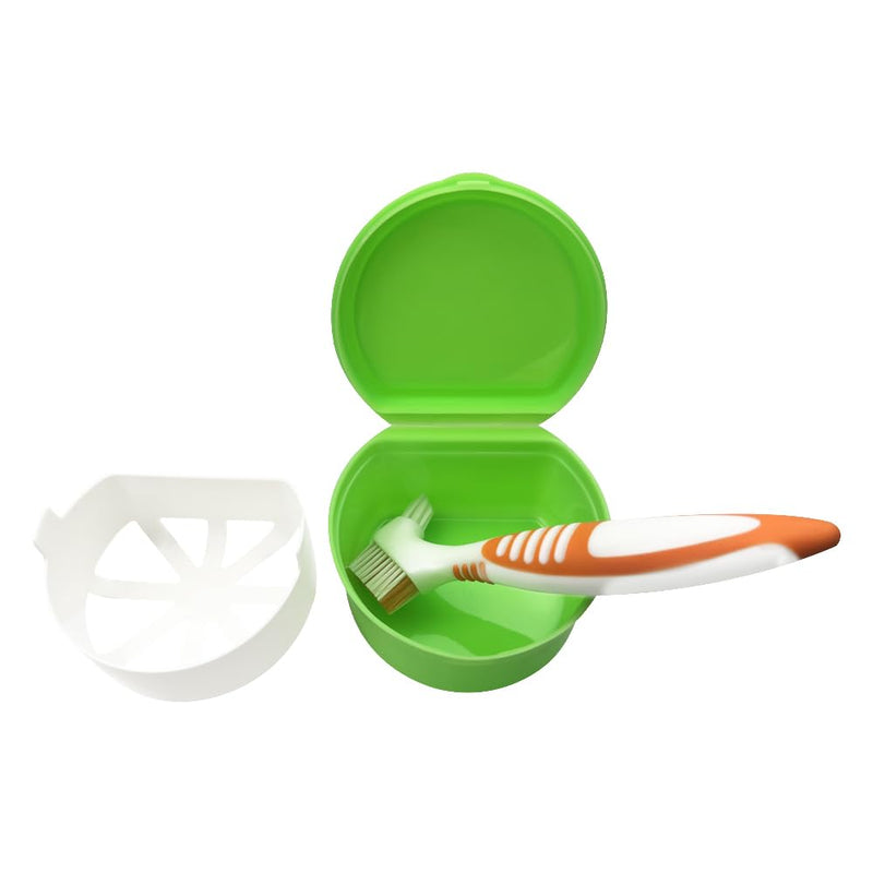 [Australia] - 2PCS Retainer Cleaner Case, Lightweight and Convenient Denture Bath Case with Hanging Net, Retainer Holder Denture Cups for Soaking Dentures, Denture Travel Case 2pcs White 