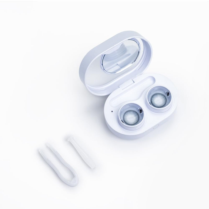 [Australia] - Soft Contact Lens Cleaner with Advanced Electrophoresis Technology, ReO2 Mini Pro, with Mirror and Tweezer (White) 