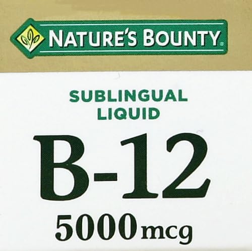 Nature’s Bounty Vitamin B12 5000 mcg Sublingual Liquid, Cardiovascular Health & Cellular Energy Support, 2 Fl Oz (1 Count) 2 Fl Oz (Pack of 1)