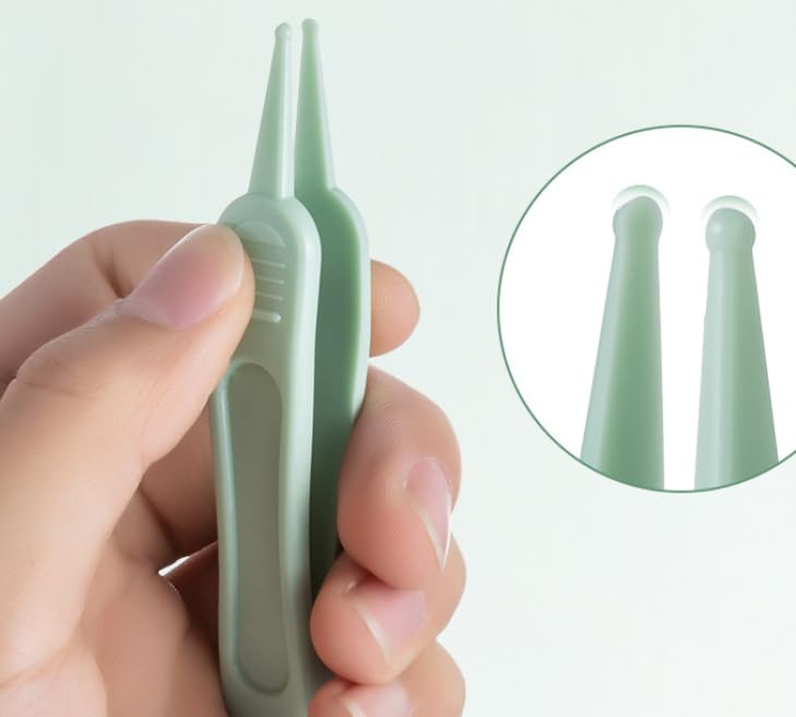 [Australia] - 6 PCS Infant Nose Cleaning Tweezer Plastic Round Head Care Ear Nose Navel Clean Tool Nipper Plier Pincet Forceps for Kids Nose Cleaning Pick Nipper 