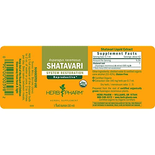 [Australia] - Herb Pharm Certified Organic Shatavari Liquid Extract for Female Reproductive System Support - 1 Ounce 1 Fl Oz (Pack of 1) 