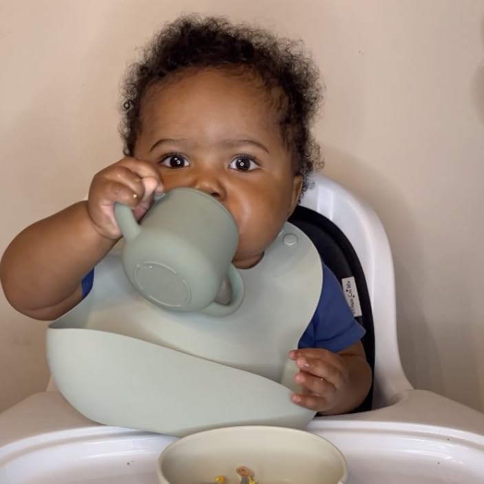 [Australia] - Moonkie Silicone Baby Sippy Cups | 3 Stages Training Cup Straw Cup for Infants Toddlers and Kid | 4 oz (Sage) Sage 
