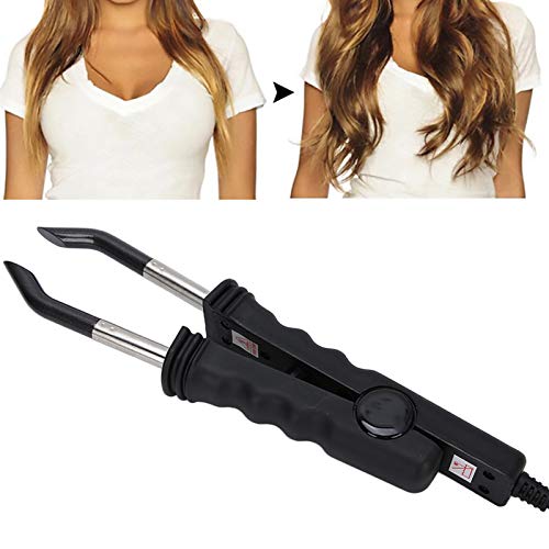 Hair Extension Bonding Iron, Professional Flat Shape Melting Tool for Salon Hair Extensions and Wigs (Black)