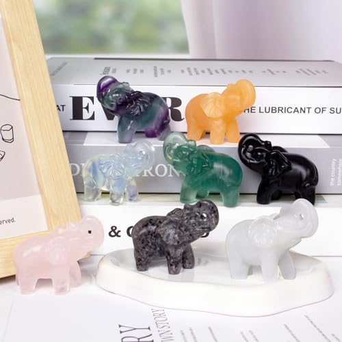 Black Obsidian Elephant Statue Crystal Lucky Charm Home Decor Gift Black Obsidian Elephant-02