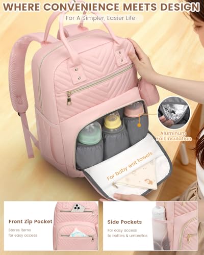 Pritent Travel Duffle Bag for Women + Diaper Bag Backpack (Pink)