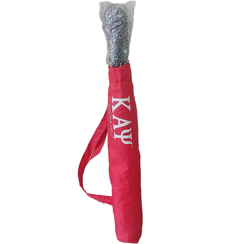 Collapsible Umbrella, 2-Fold Compact Travel Umbrella – Red/White Greek Letter Paraphernalia, Folding Fraternity Gift
