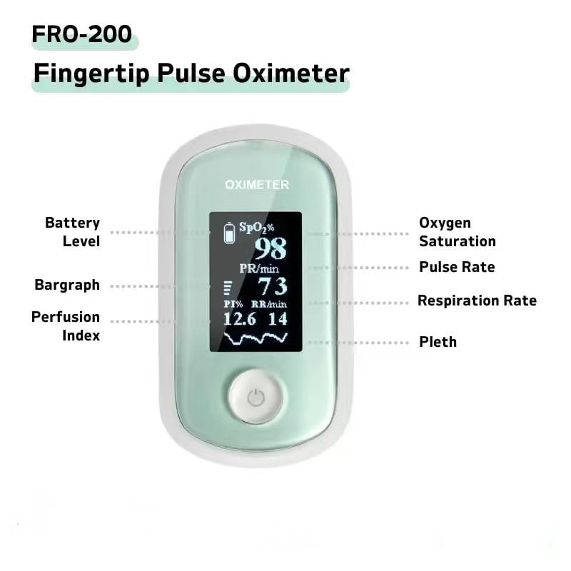[Australia] - pulse oximeter with respiration Rate Monitor Fingertip Oxygen Monitoring with OLED screen ÔºåAccurate measurement of PI RR PR SPO2 