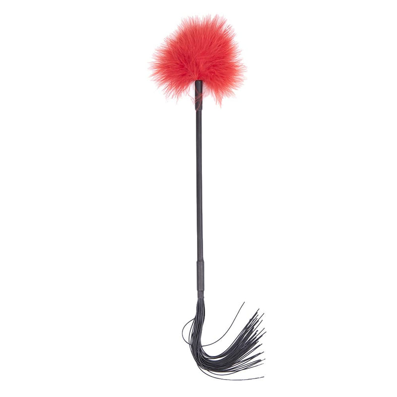 Silicone Feather Sex Tickler Soft Fur Tickler Whip Feather Tickler Small Feather Duster Fluffy Feather Tickler with Tassels for Couples Red