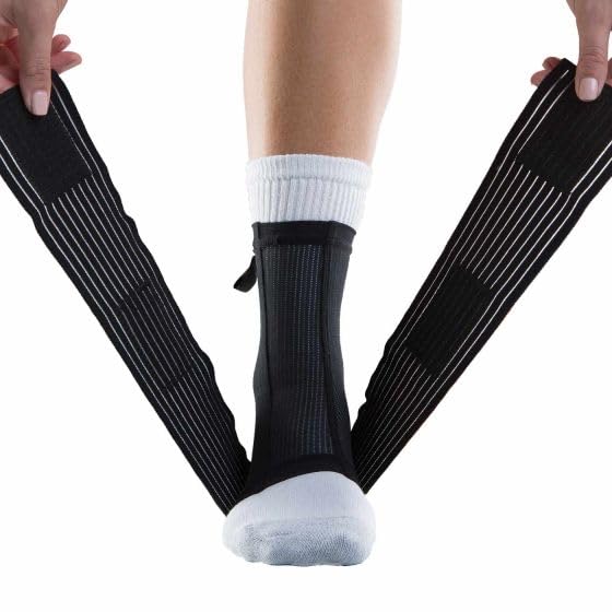 DonJoy Performance Figure 8 Ankle Sleeve with Straps for Moderate Support - Ankle Sprains, Strains, Inflammation, Swelling, Pain - Small