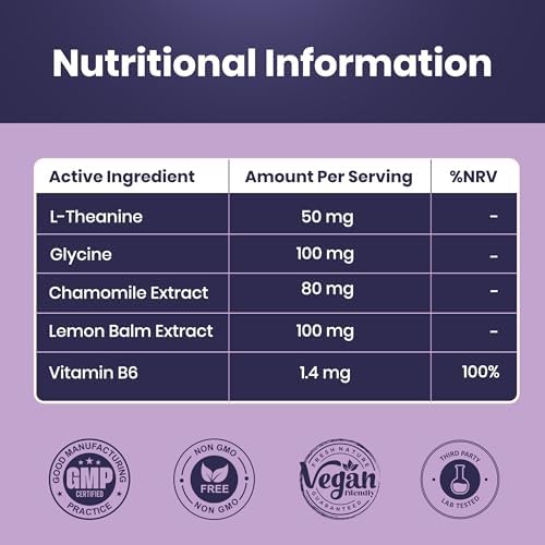 Natural Sleep Support for Men & Women – Supports Calm Mood, Relaxation & Restful Sleep – 60 Vegan Gummies - with L-theanine, Chamomile Extract, Lemon Balm Extract, Glycine and Vitamin B6