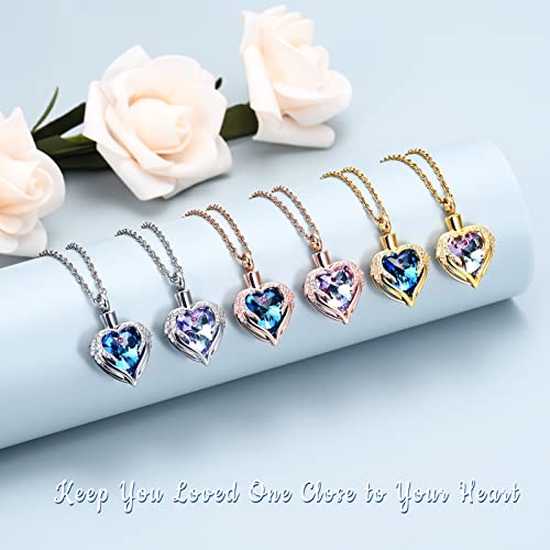 shajwo Angel Wing Heart Urn Necklace for Ashes Silver-Purple