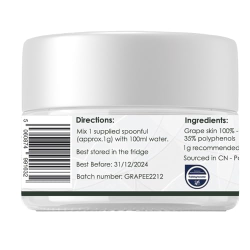 Resveratrol Supplements, Pure Grape Skin Powders - Antioxidant Supplement, Resveratrol Antioxidant Supplements, Trans Resveratrols Powder, Powder Scoop - 50g