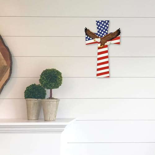American Flag Bald Eagle Patriotic Wall Cross - Spiritual Faith Wall Decor