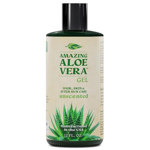 Green Leaf Naturals Aloe Vera Gel, After Sun Care for Face, Skin & Hair, Cold Pressed, Smooth Gel, Made in USA, Fast-Absorbing, Non-Sticky Formula with Vitamin C, 12 oz 12 Ounce (Pack of 1)