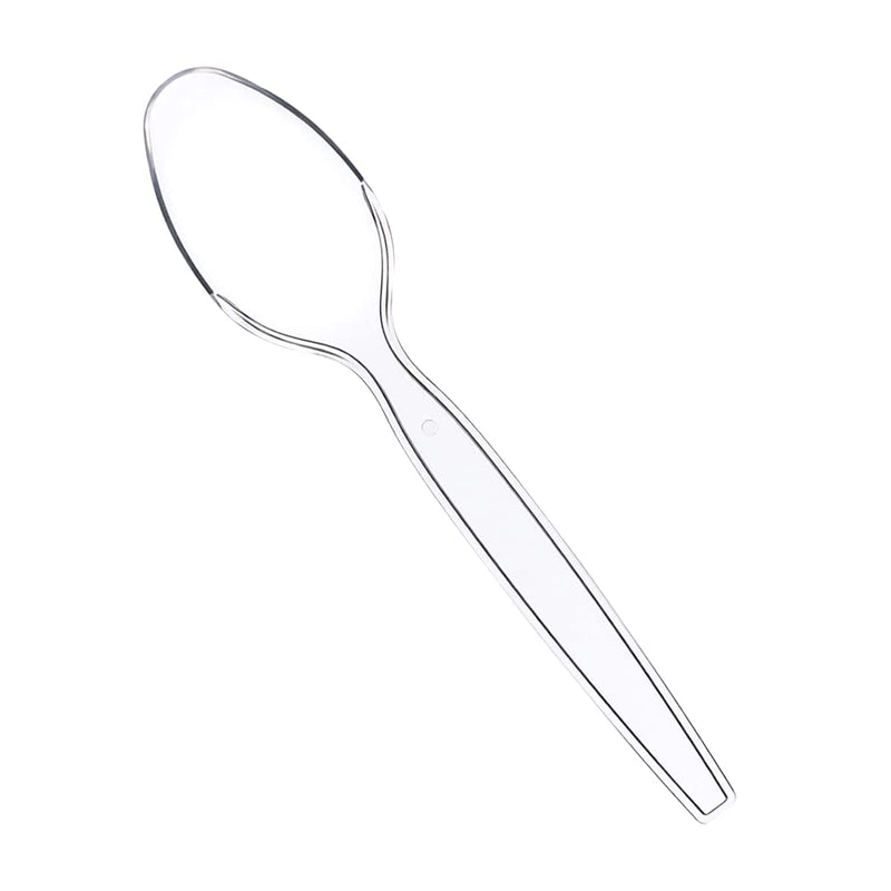 [Australia] - Comfy Package [100 Pack] Heavy Duty Disposable Clear Plastic Spoons - Plastic Silverware, Basic Cutlery for Parties, Events, and Everyday Use 
