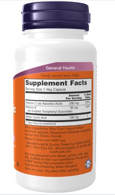 [Australia] - Now Foods Alpha-Lipoic Acid (alpha-lipoic acid), 100mg, 120 vegan capsules 