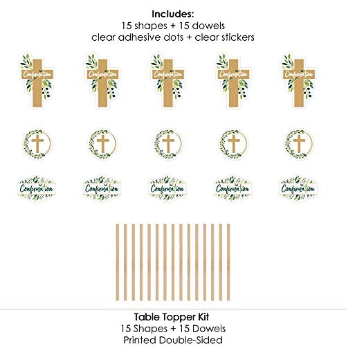 Confirmation Elegant Cross - Religious Centerpieces - Table Toppers - 15pc