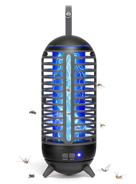 Bug Zapper, indoor and outdoor 2-in-1 mosquito zapper, portable rechargeable waterproof bug zapper, suitable for yard, home, backyard, garden, camping black