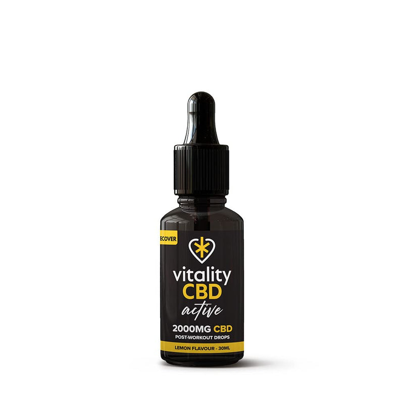 Vitality CBD Active Recover Drops with Turmeric, Vitamin D3, 2000mg of CBD, Lemon Flavour, 30ml, NO THC 30 ml