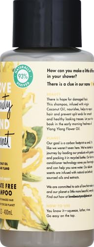 Love Beauty and Planet Shampoo with Vitamin B3 Coconut Oil & Ylang Ylang for Intensive Repair for Damaged Hair Sulfate, Silicone, & Paraben Free. Cruelty-Free. 13.5 oz
