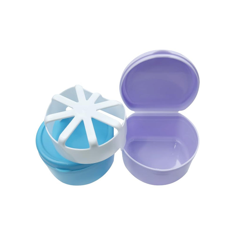 2PCS Retainer Cleaner Case, Lightweight and Convenient Denture Bath Case with Hanging Net, Retainer Holder Denture Cups for Soaking Dentures, Denture Travel Case 2pcs Lake Blue