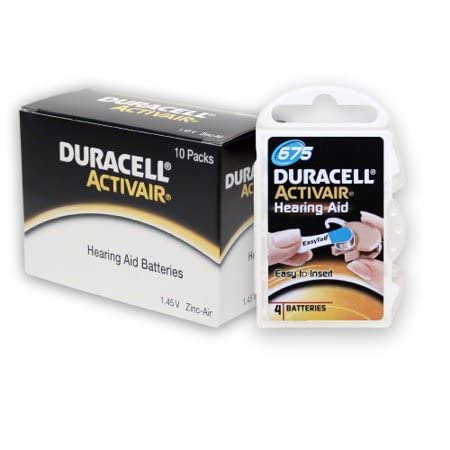 Duracell Activair Easy Tab Size 675 (40 Batteries) 4 Count (Pack of 40)