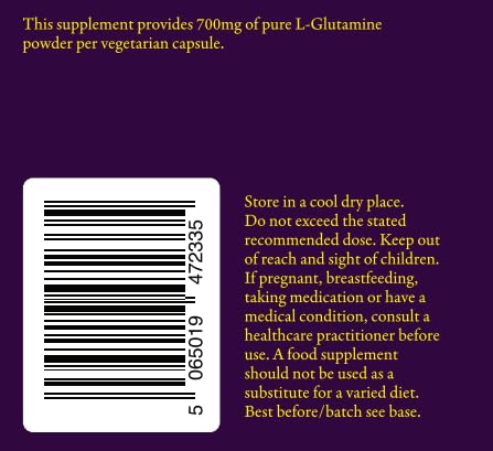 L-Glutamine 700mg – Amino Acid Supplement – Gut & Muscle Support – 90 Vegetarian Capsules