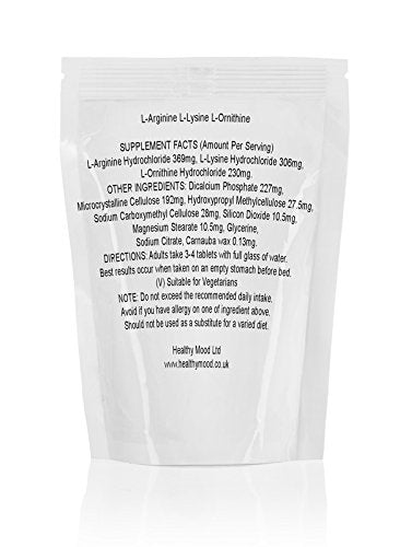 L-Arginine L-Lysine L-Ornithine Essential Amino Acid Complex 1400mg Health Food Bodybuilder Gym Supplement Vitamins 180 Tablets Pills Dynamic Fat Burner Nutrition Vitamins HEALTHY MOOD