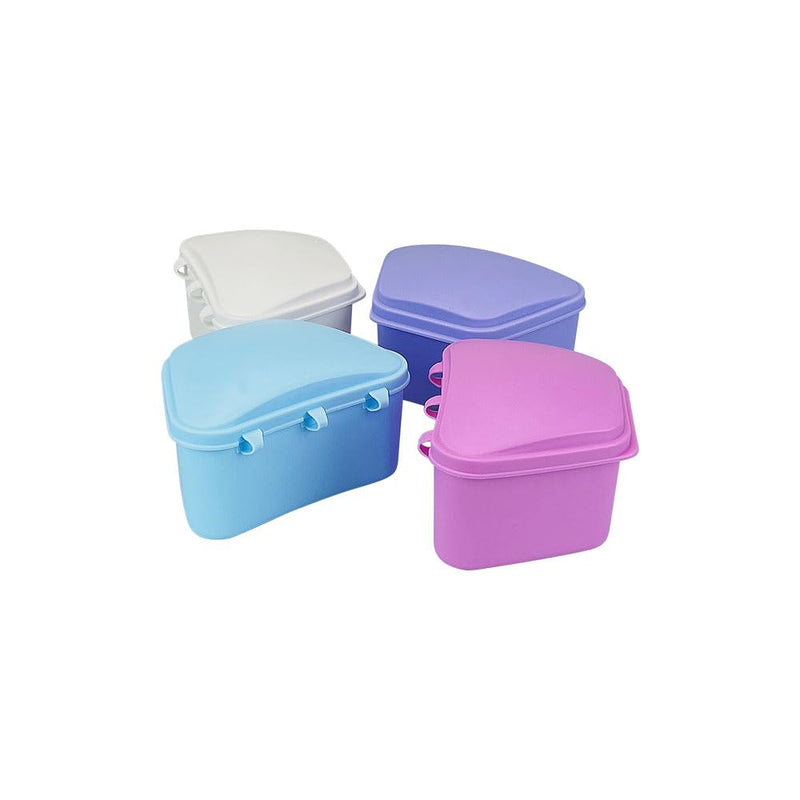 [Australia] - 2PCS Trapezoid Retainer Case, Convenient Mouth Guard Cases, Multicolored Denture Bath Box for Aligner, Retainers, Mouth Guard, Night Guard, Travel Cleaning 2pcs White 