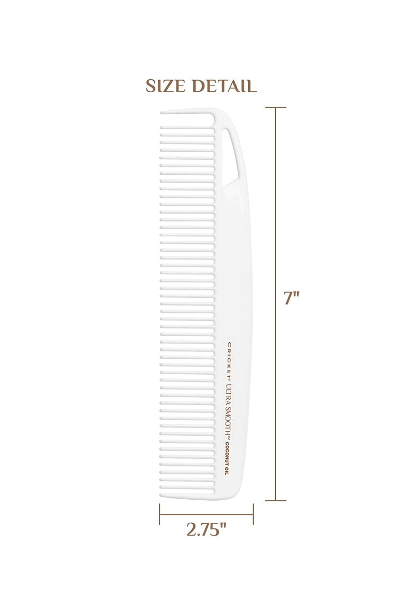 Cricket Ultra Smooth Coconut Dressing Comb - Infused with Coconut Oil & Keratin for Frizz-Free Shine, Ideal for Styling, Smoothing, and Cutting Shorter Hair Dressing Coconut Oil