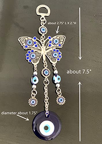 Betterdecor Turkish Blue Evil Eye with Butterfly Hanging Decoration Ornament (Butterfly) Butterfly Only